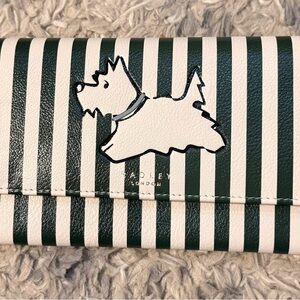 Radley London Green and Cream Striped Wallet